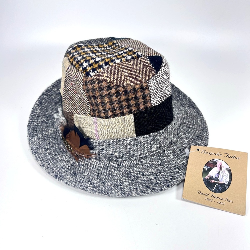 Hanna Hats Patchwork Tweed Walking Hat Small 56–57cm Irish Donegal Wool NWT